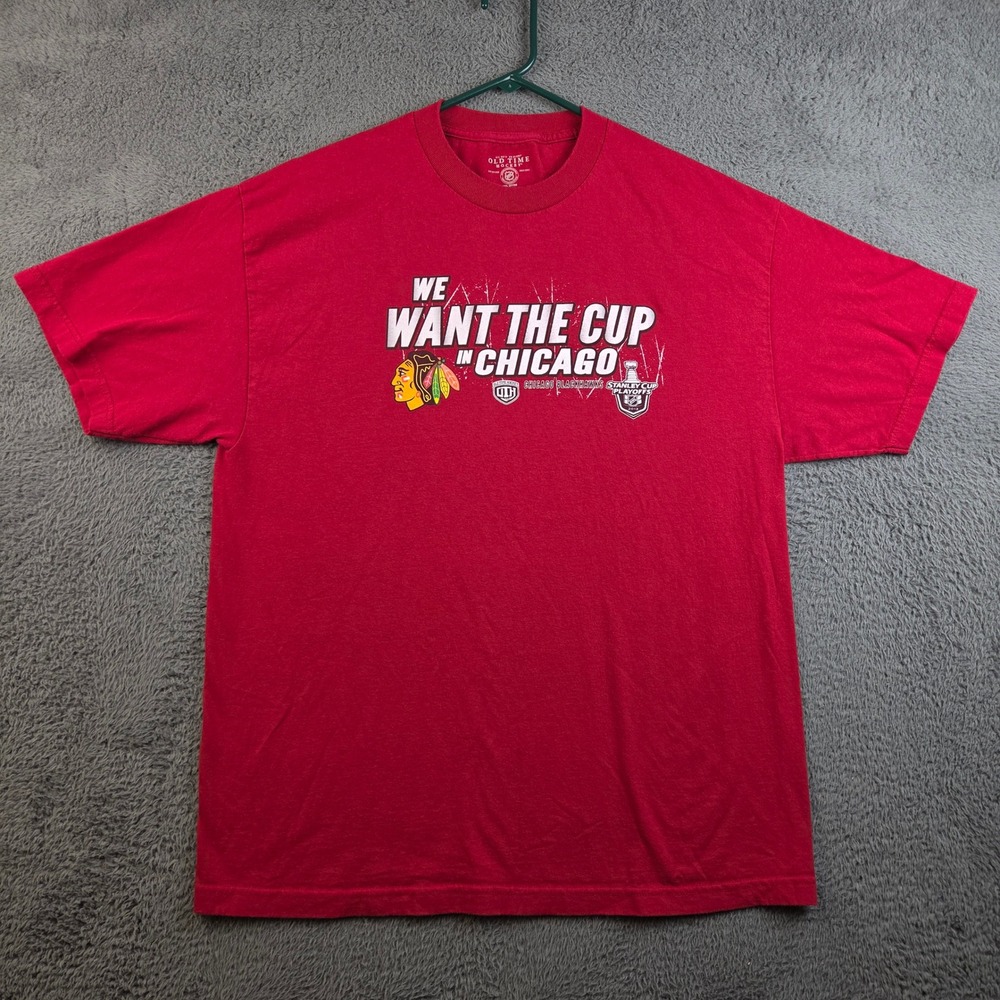 Chicago Blackhawks Shirt Men's Extra Large Stanley Cup NHL Red Old Time Hockey